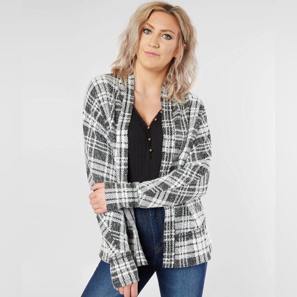 BKE Plaid Cardigan Sweater